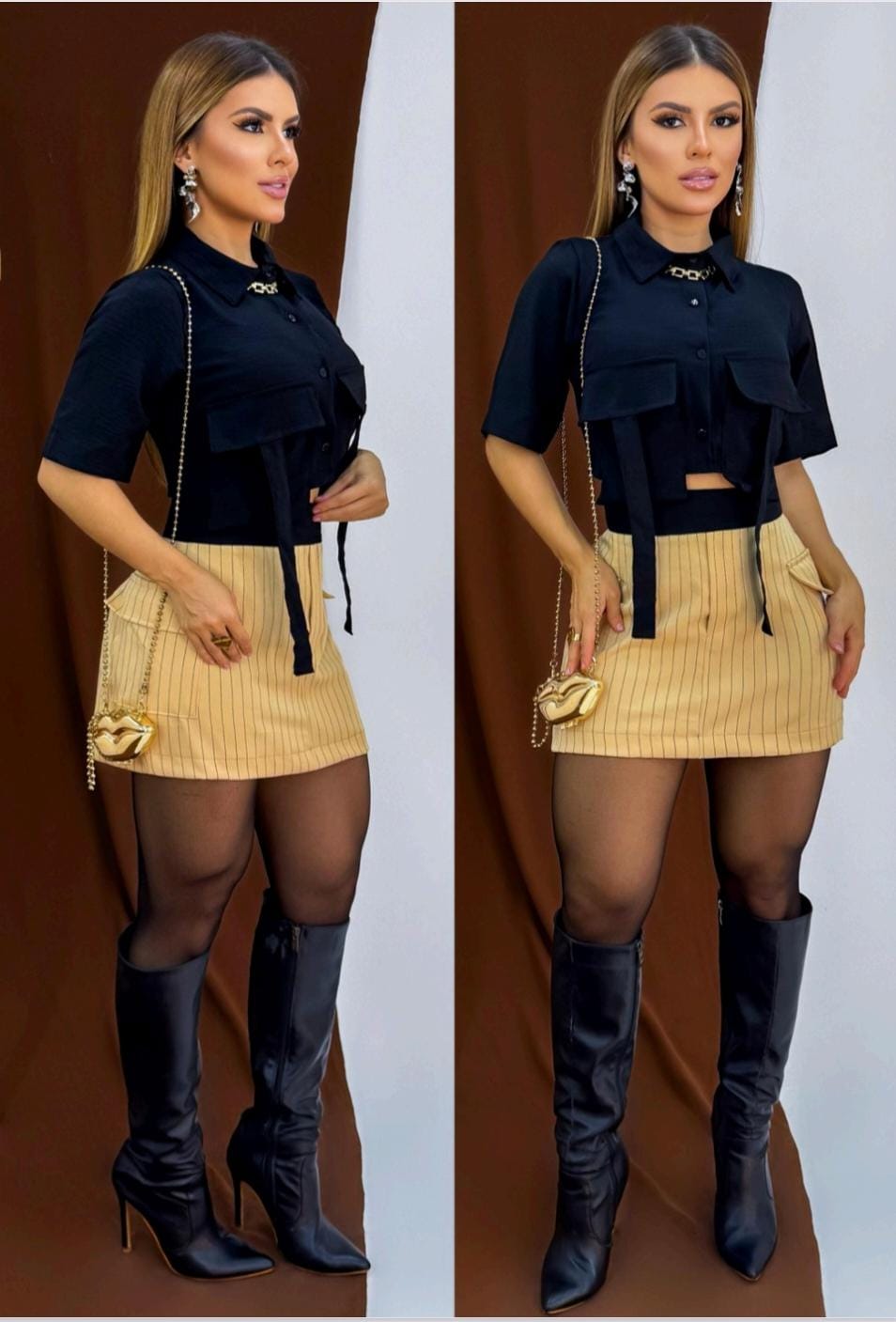 Conjunto CROPPED e Saia Gisele