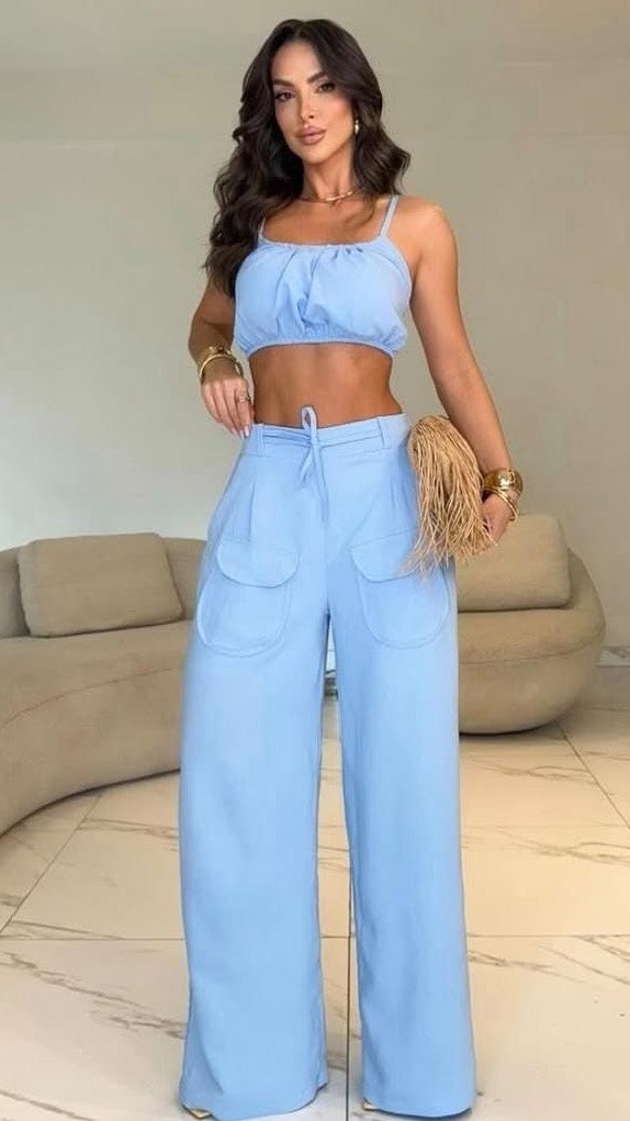 Conjunto Cropped e calça Nathaly