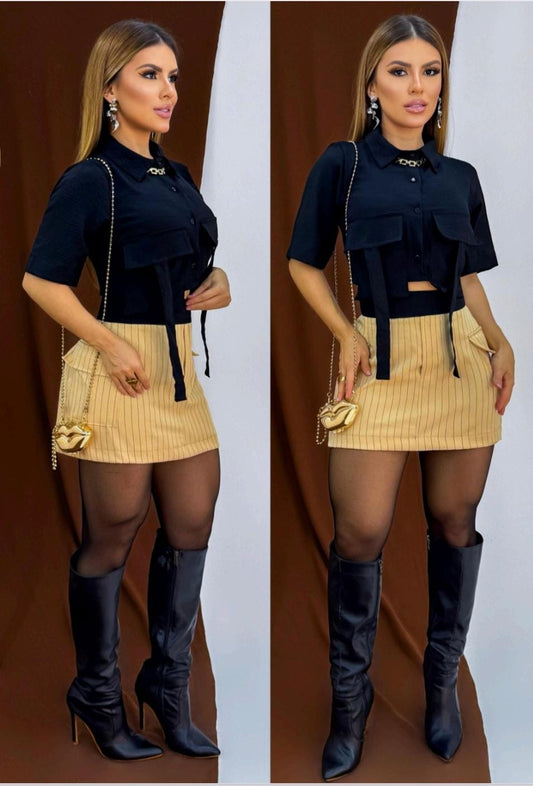 Conjunto CROPPED e Saia Gisele