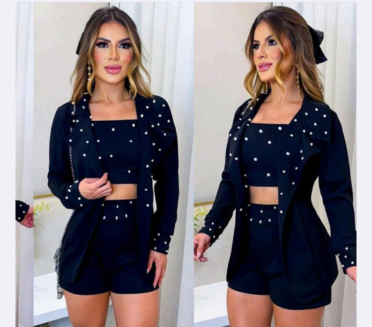 Trijunto Cropped, blazer e Short Graziele