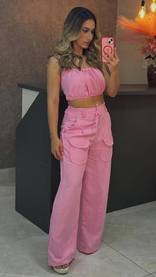 Conjunto Cropped e calça Nathaly